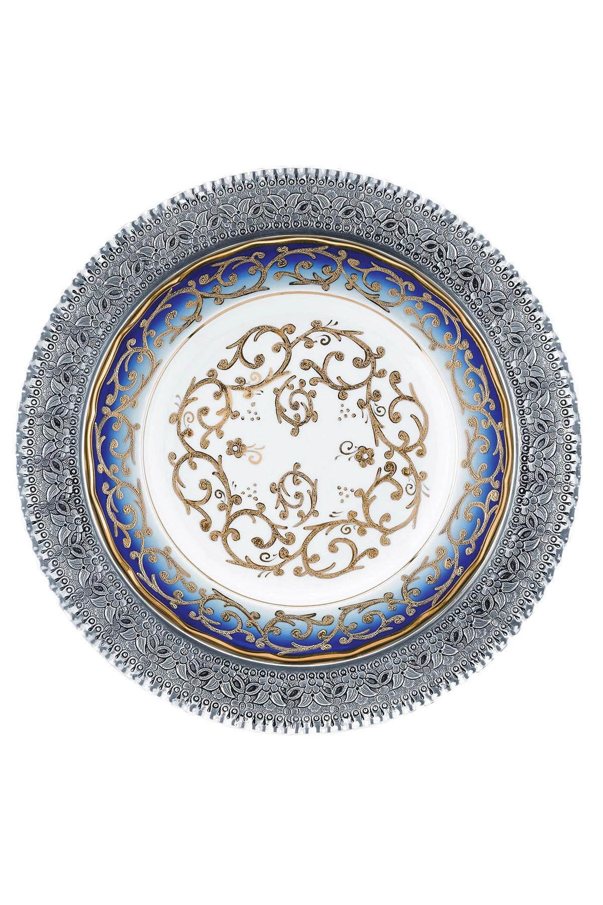 Kutahya Porselen Hand cheapest Made Decorative Porcelain Plate In Blue And Gold